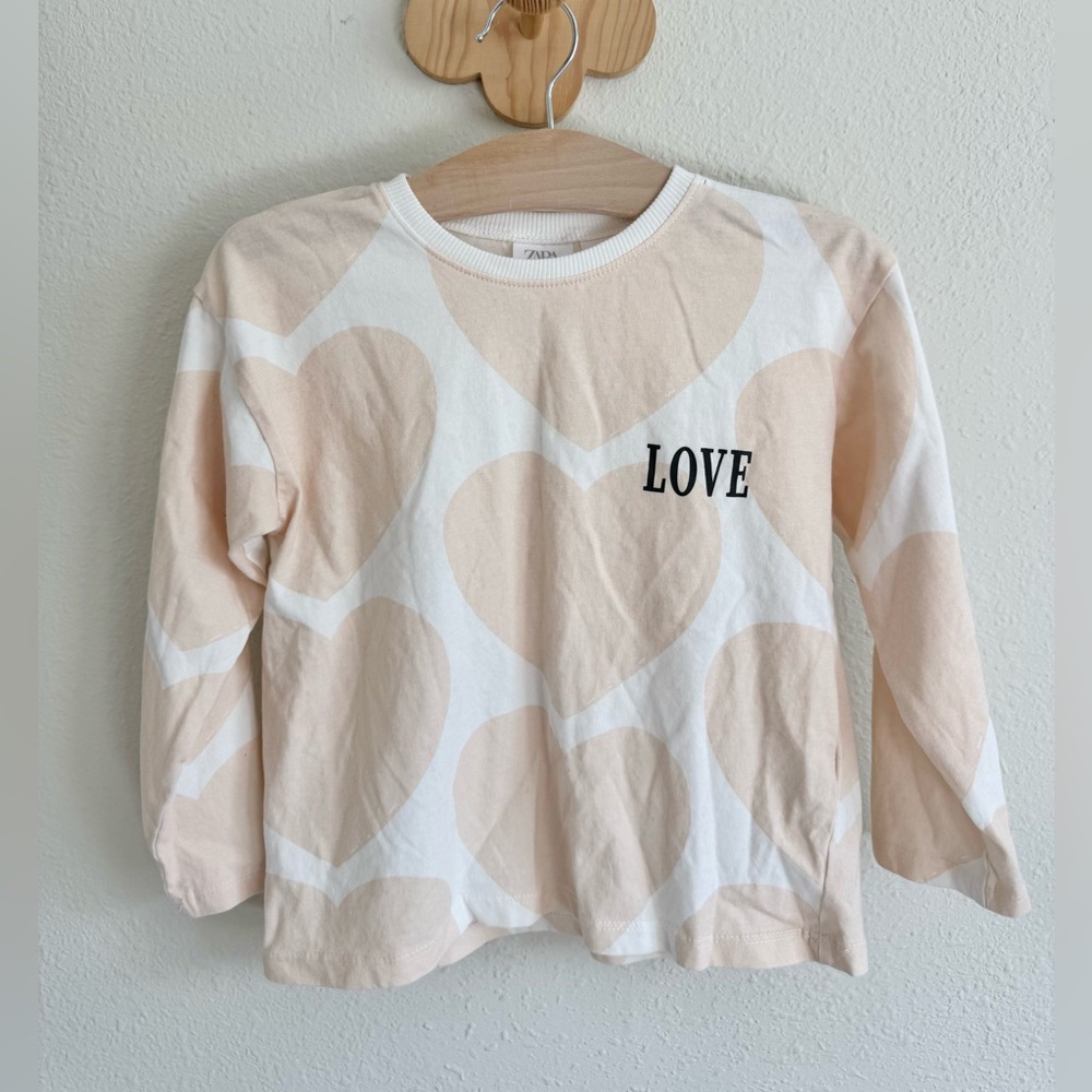 Zara Love Heart Print Long Sleeve Shirts